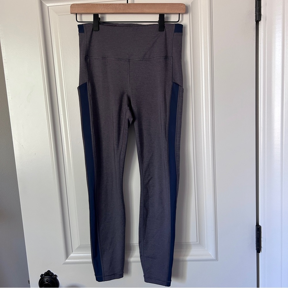Athleta Ultimate Stash Pocket 7/8 Black Tight Sz Small Heathered Indigo Blue - Picture 2 of 8